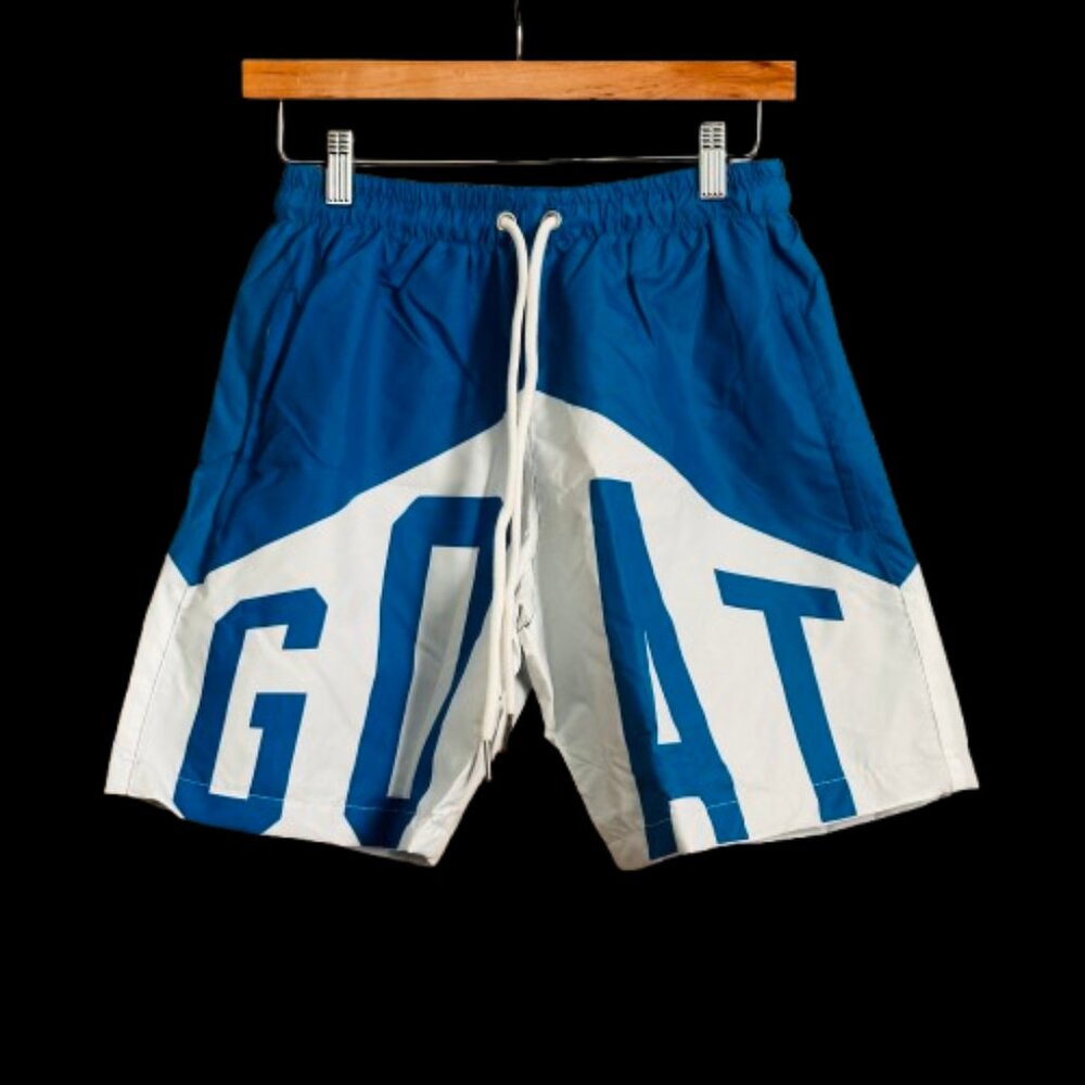 💙Boutique Exclusive | NWT | G.O.A.T. Windbreaker Shorts – Blue & White | Size L